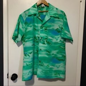 Vintage Hawaiian Shirt Made In Hawaii Green
